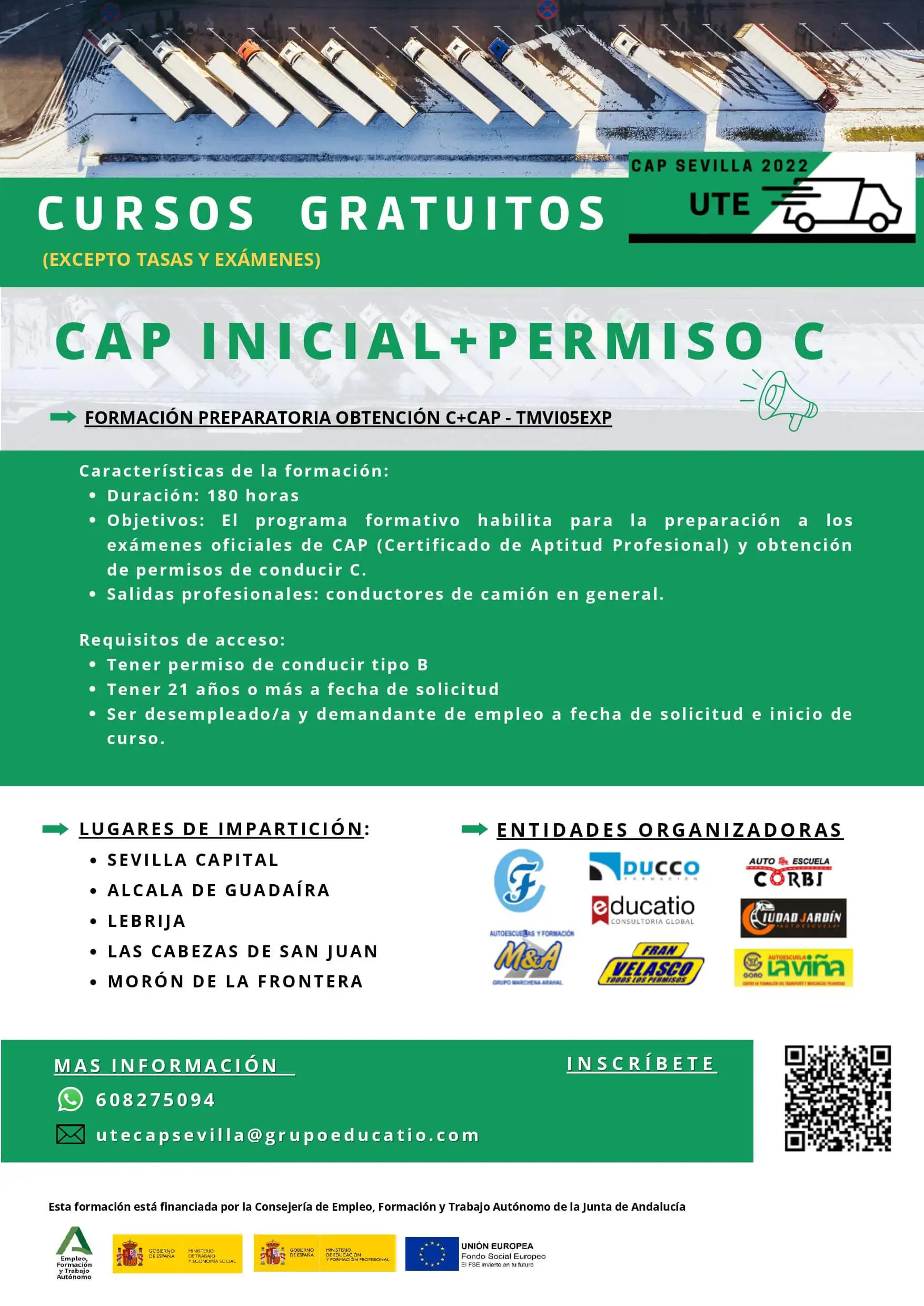 Cursos gratuitos CAP + Permiso C
